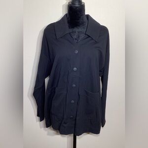 CAbi Black Button Up Lightweight Collared Elemental Topper Size Medium